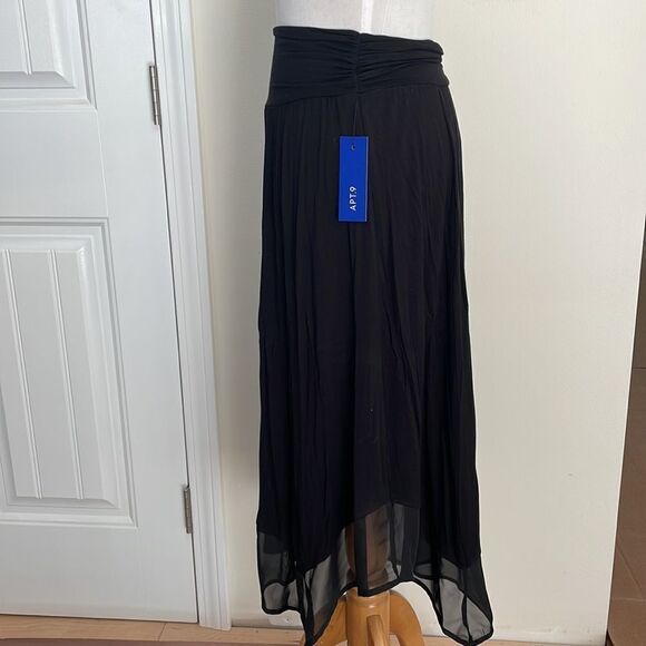 NWT black flowing skirt with see-through black edge by APT 9 size small - Picture 2 of 8